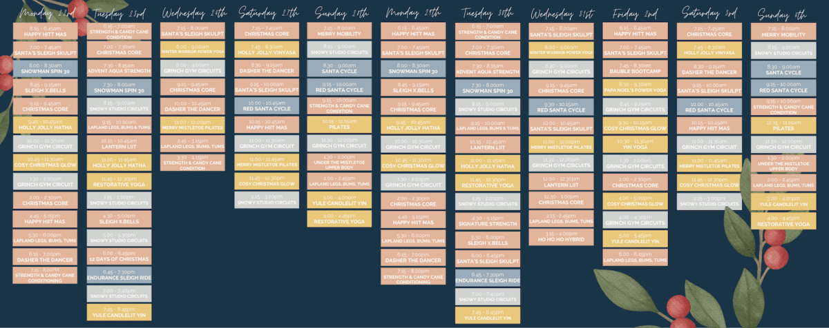 MADE Christmas timetable