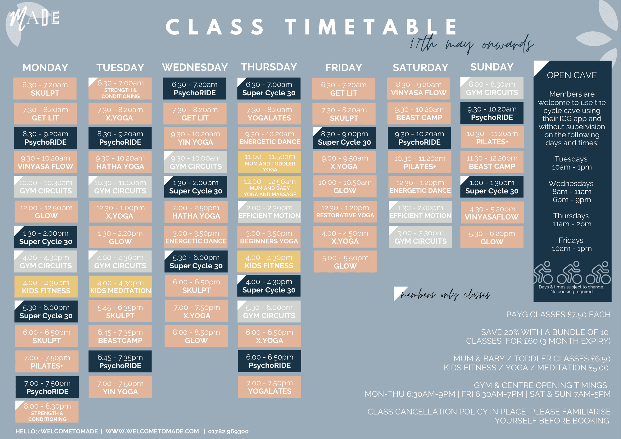 MADE HQ CLASSES TIMETABLE MADE HQ CLASSES TIMETABLE