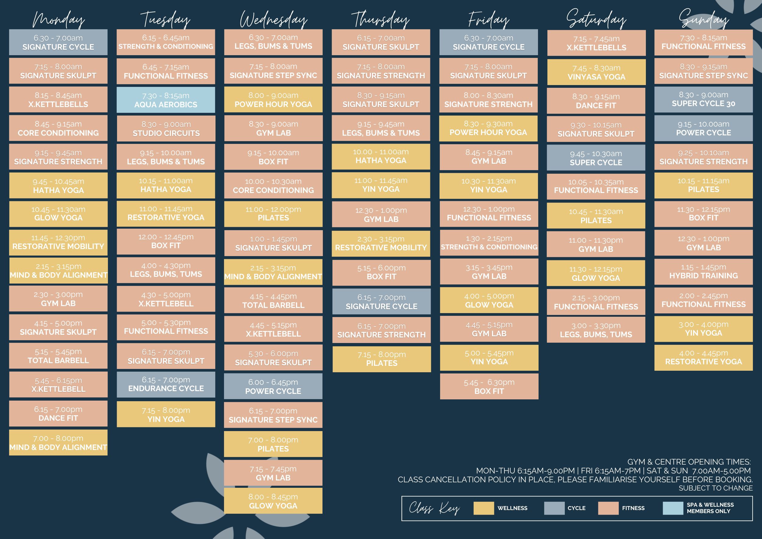 MADE class timetable